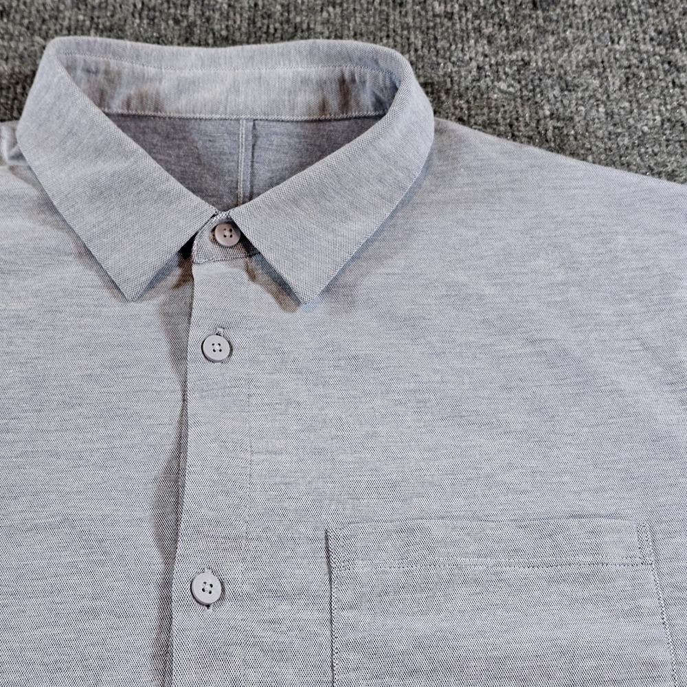 Lululemon Mens L Blue Button Down Long Sleeve Pocket Performance Shirt Commuter